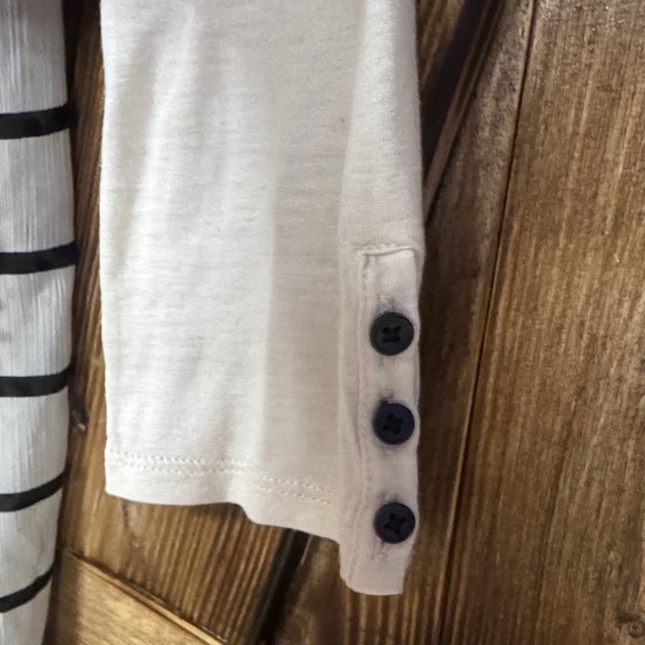 LOFT Cream and Black Striped Blouse - Picture 3 of 4